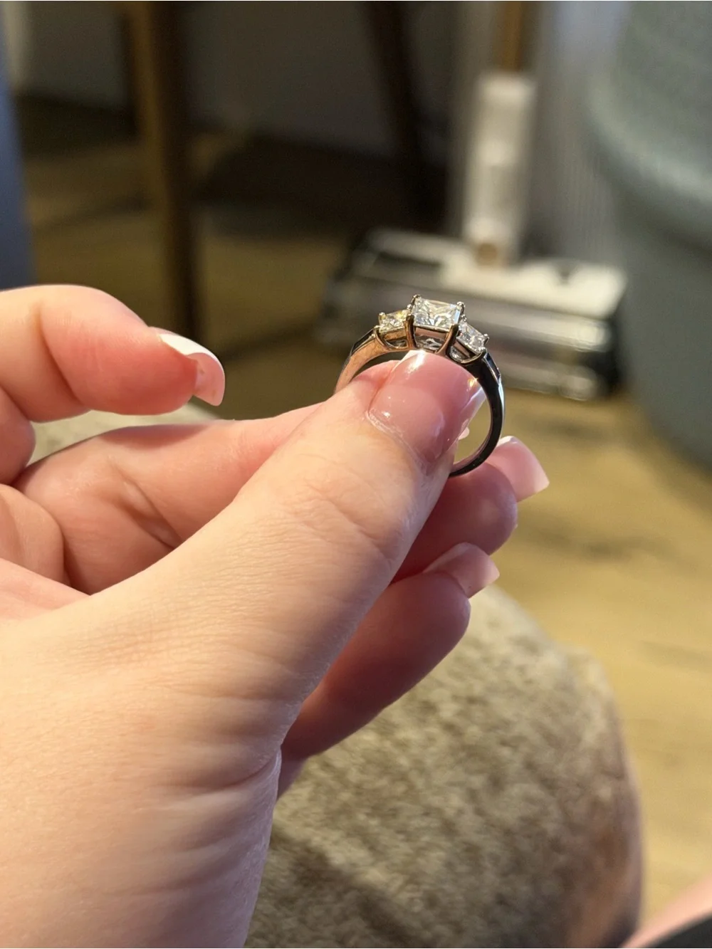 JTV Moissanite and Lab Created Sapphire Ring